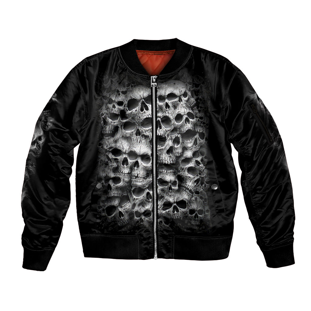 Skull Sleeve Zip Bomber Jacket Twisted Head Skull - Wonder Print Shop