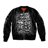 Skull Sleeve Zip Bomber Jacket Twisted Head Skull - Wonder Print Shop