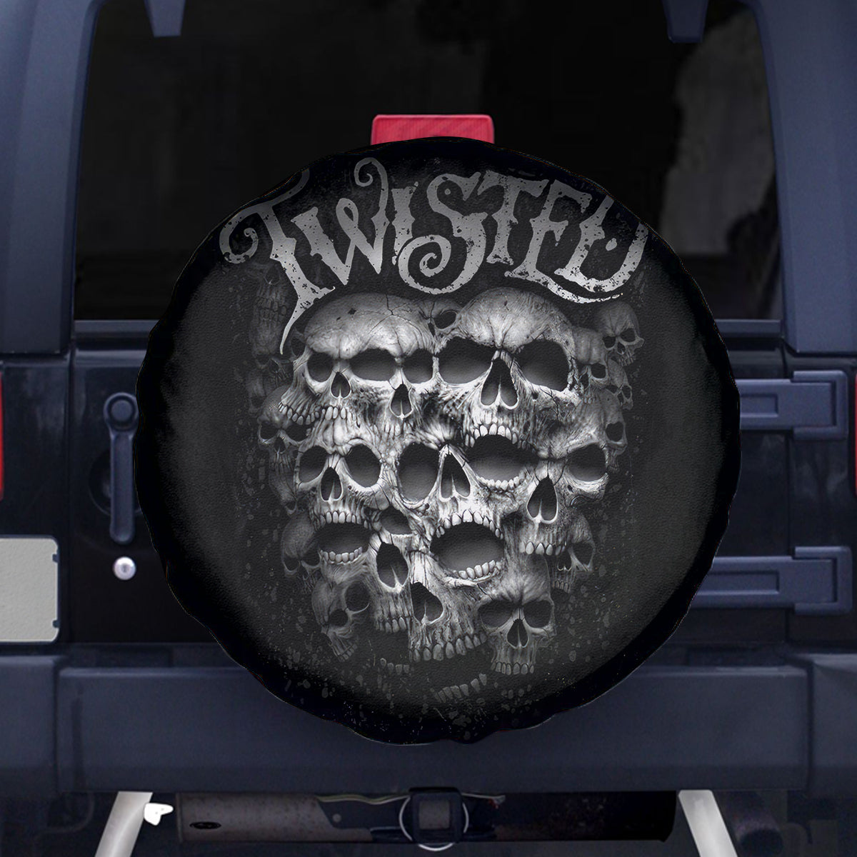 Skull Spare Tire Cover Twisted Head Skull - Wonder Print Shop