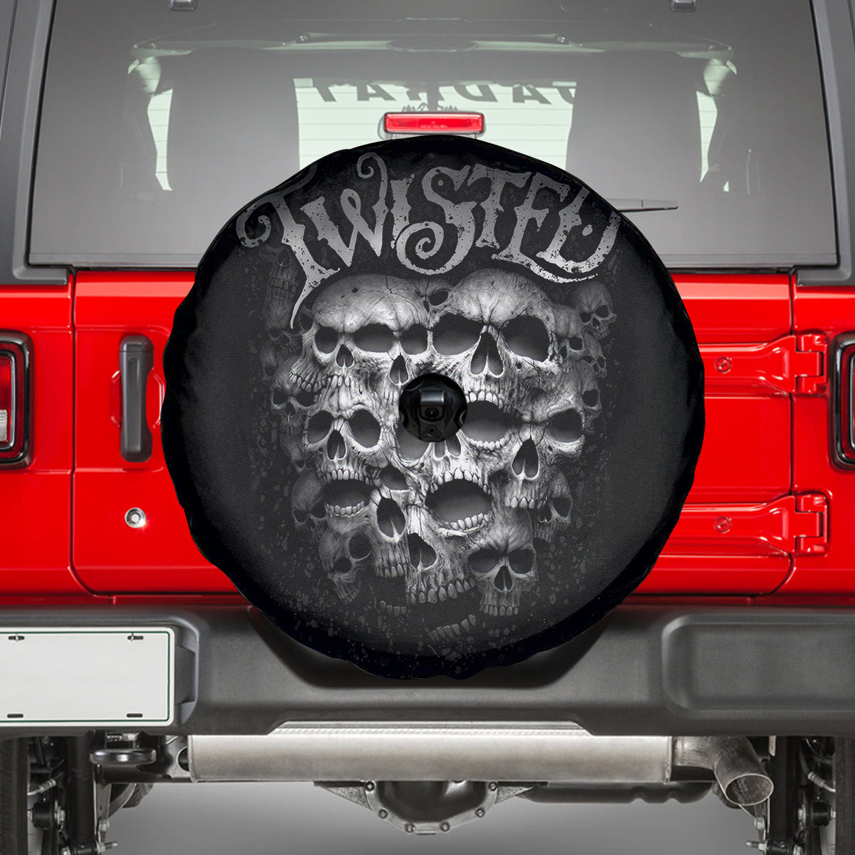 Skull Spare Tire Cover Twisted Head Skull - Wonder Print Shop