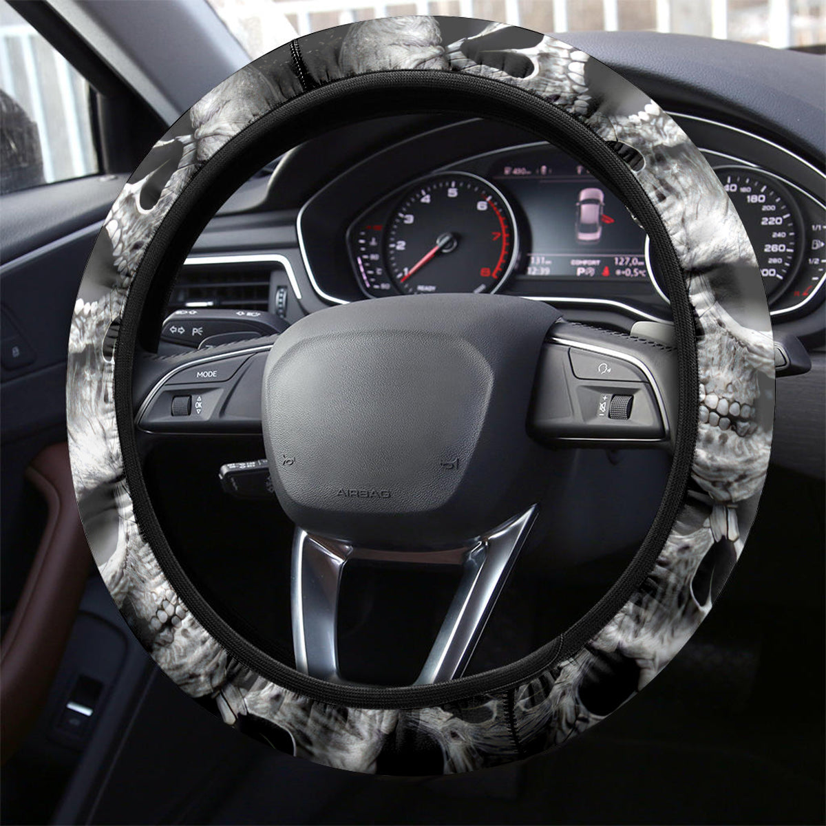 Skull Steering Wheel Cover Twisted Head Skull - Wonder Print Shop