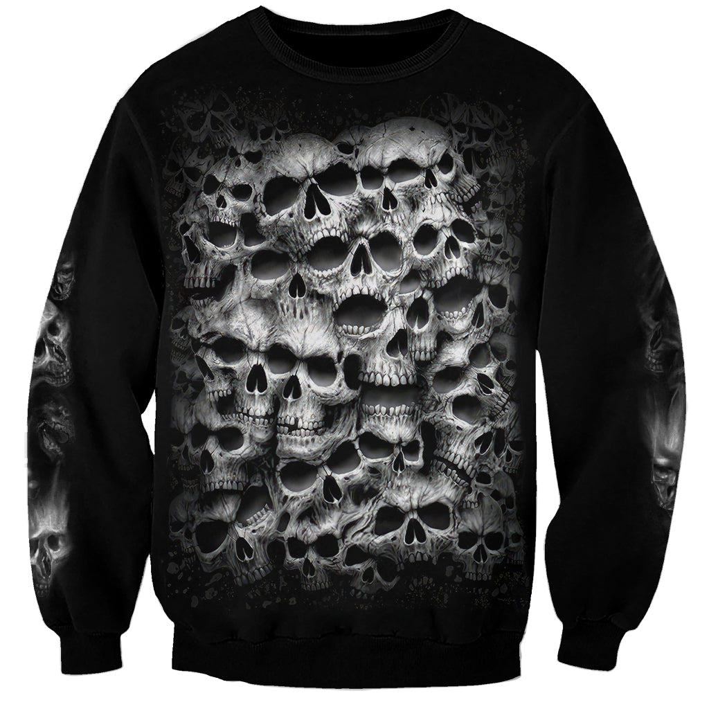 Skull Sweatshirt Twisted Head Skull - Wonder Print Shop