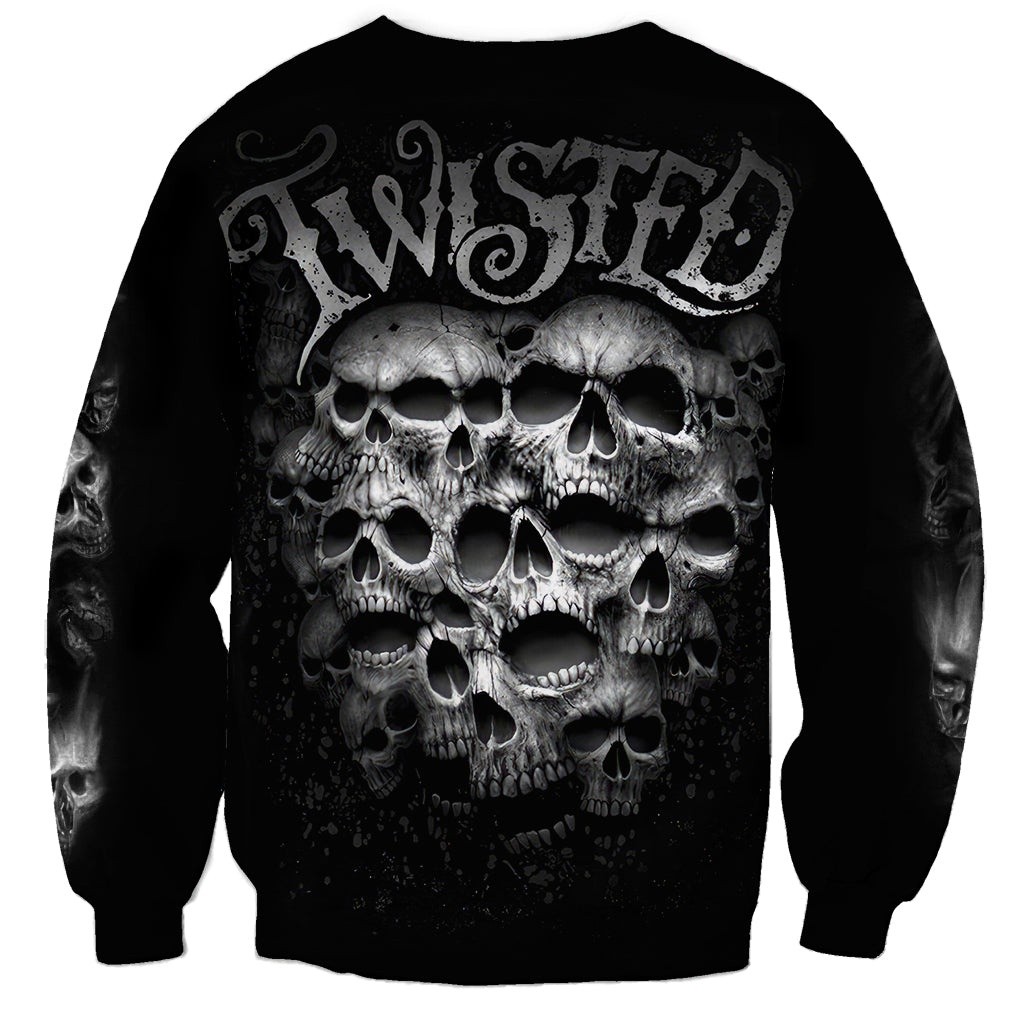 Skull Sweatshirt Twisted Head Skull - Wonder Print Shop