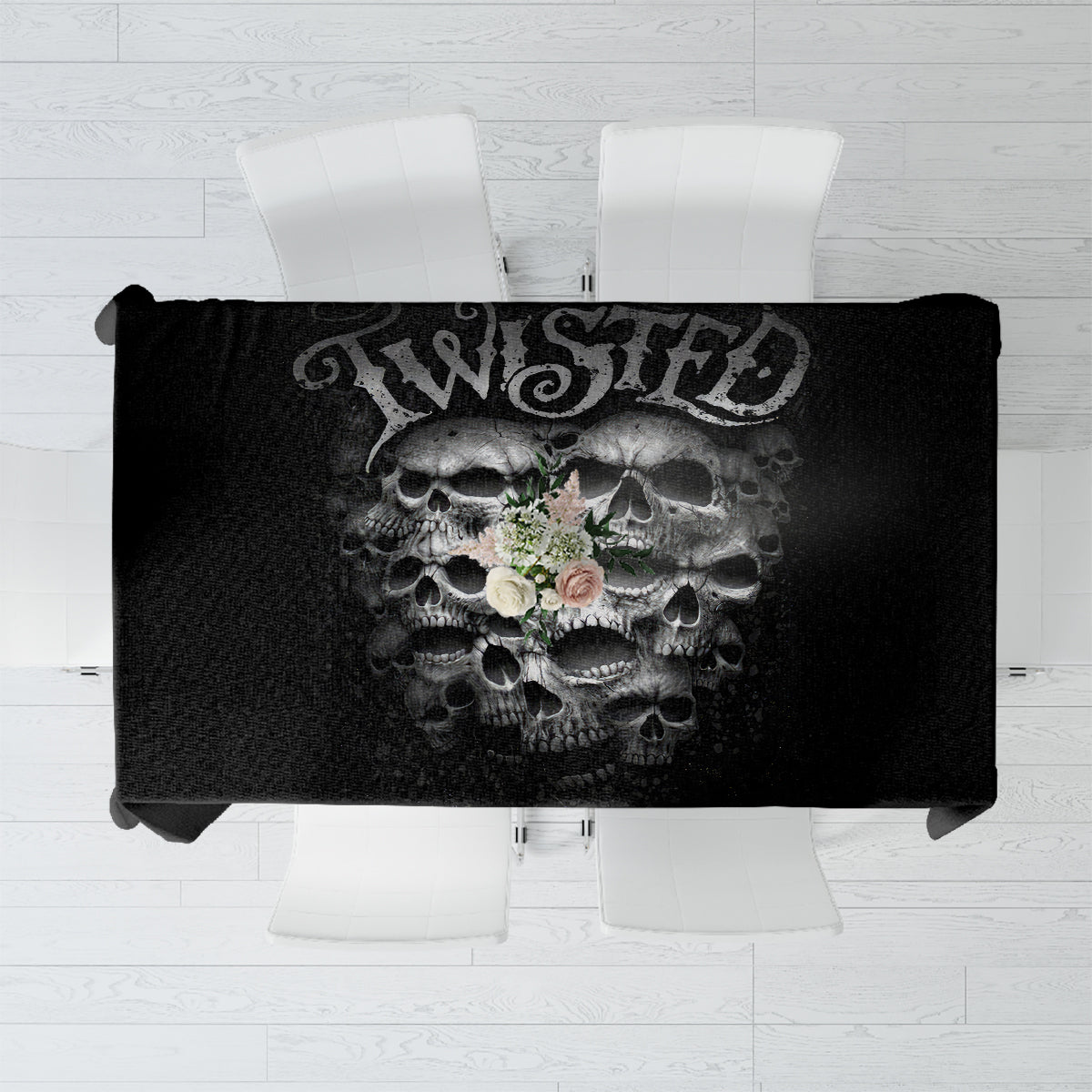 Skull Tablecloth Twisted Head Skull - Wonder Print Shop