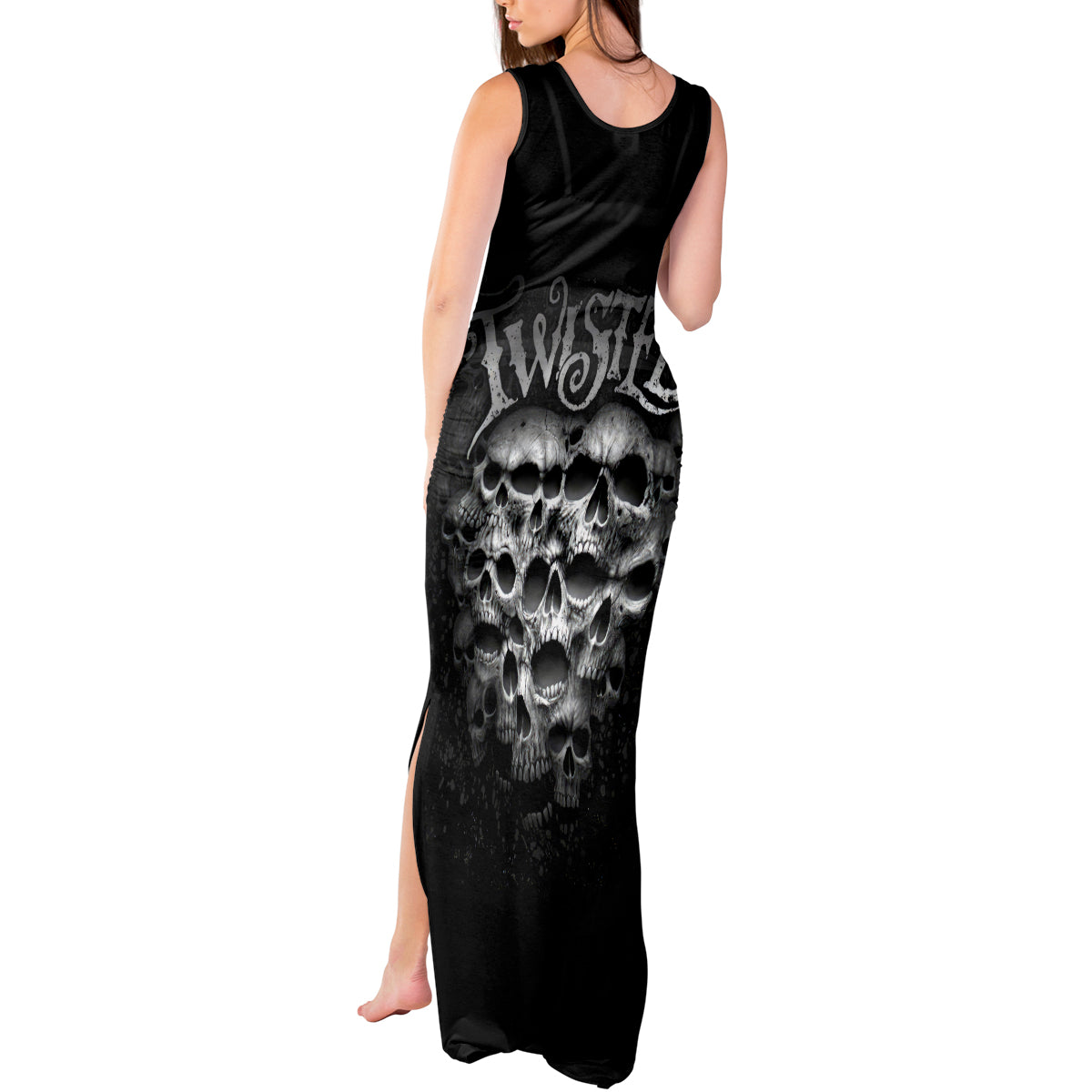 Skull Tank Maxi Dress Twisted Head Skull - Wonder Print Shop