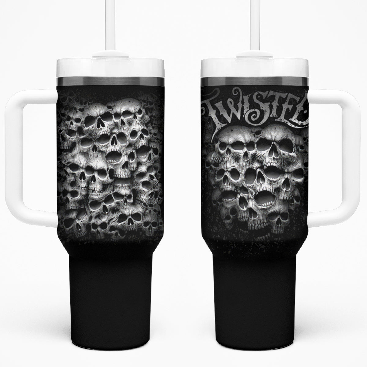 Skull Tumbler With Handle Twisted Head Skull - Wonder Print Shop