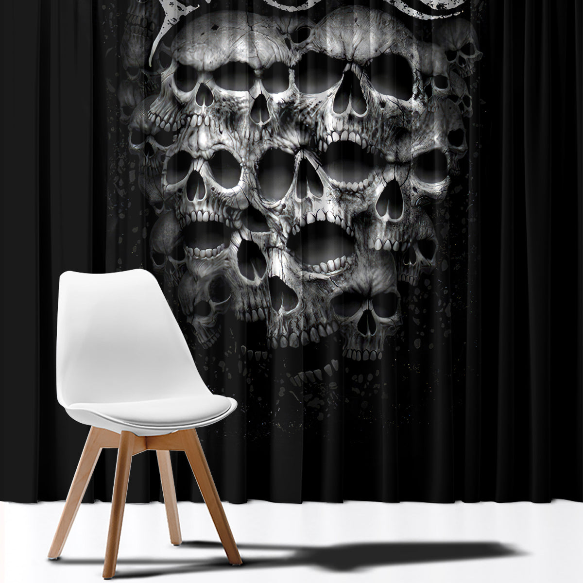 Skull Window Curtain Twisted Head Skull - Wonder Print Shop