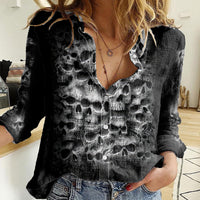 Skull Women Casual Shirt Twisted Head Skull - Wonder Print Shop