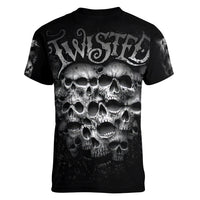 Skull Women V Neck T Shirt Twisted Head Skull - Wonder Print Shop