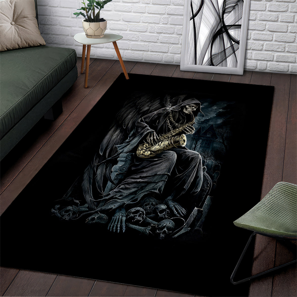 Skull Area Rug Musician Of Death - Wonder Print Shop