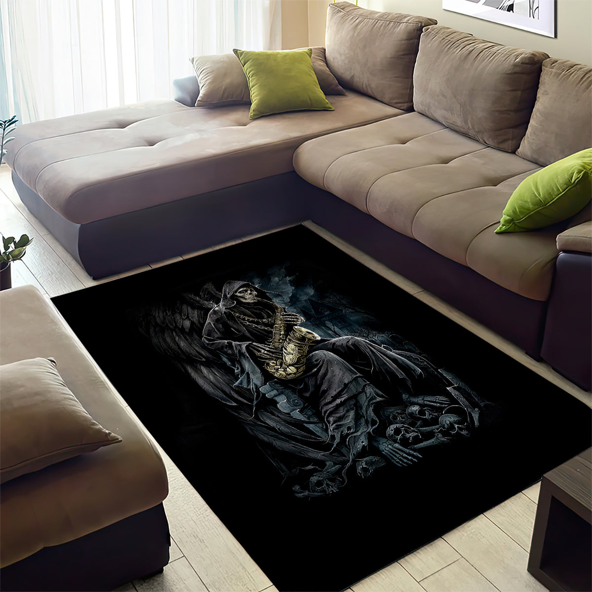 Skull Area Rug Musician Of Death - Wonder Print Shop