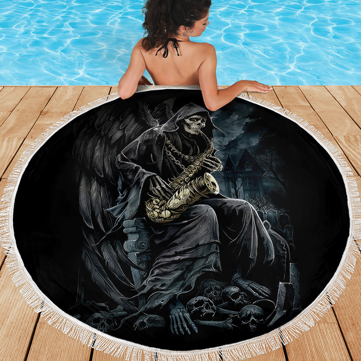 Skull Beach Blanket Musician Of Death - Wonder Print Shop