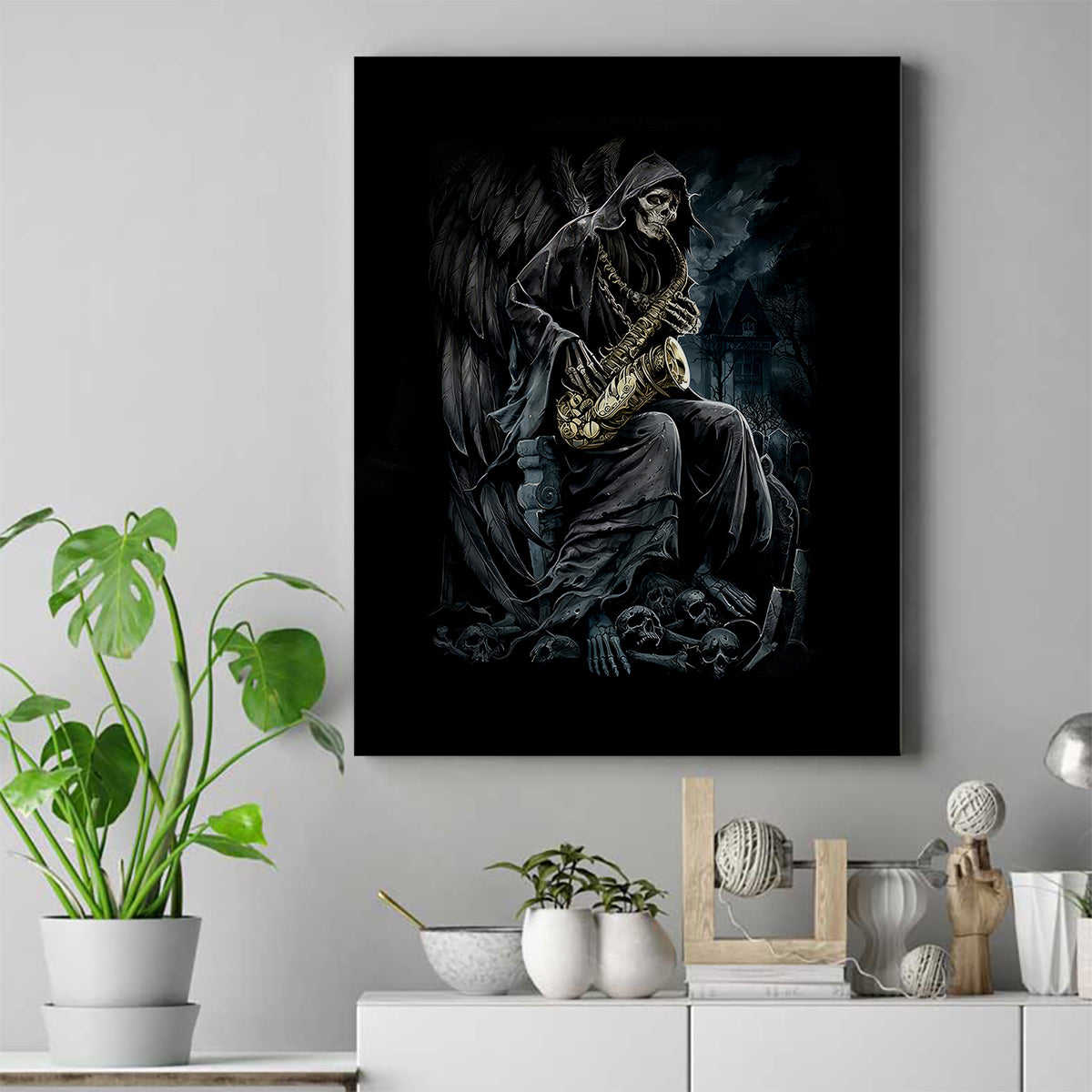 Skull Canvas Wall Art Musician Of Death - Wonder Print Shop