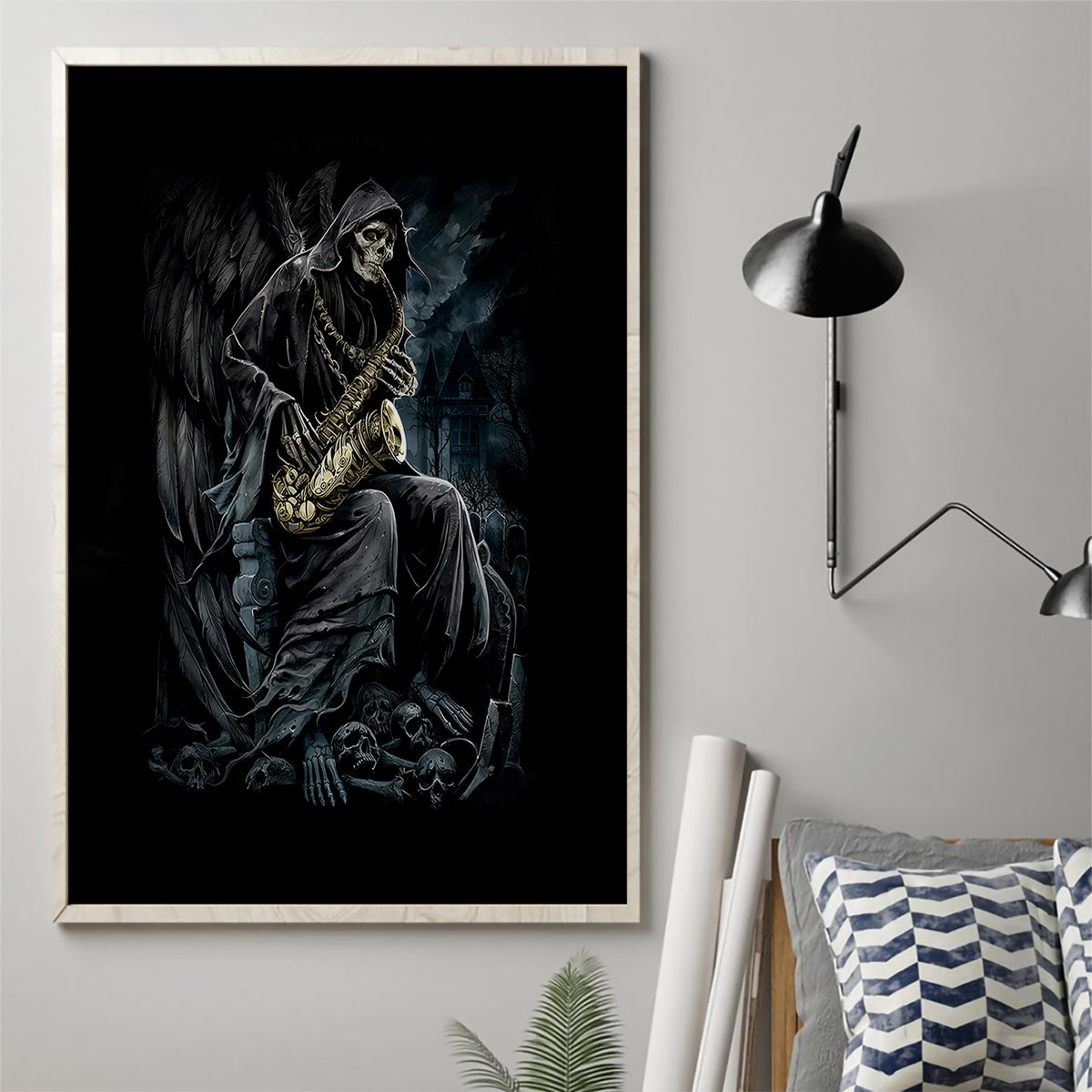 Skull Canvas Wall Art Musician Of Death - Wonder Print Shop