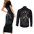 Skull Couples Matching Short Sleeve Bodycon Dress and Long Sleeve Button Shirts Musician Of Death - Wonder Print Shop