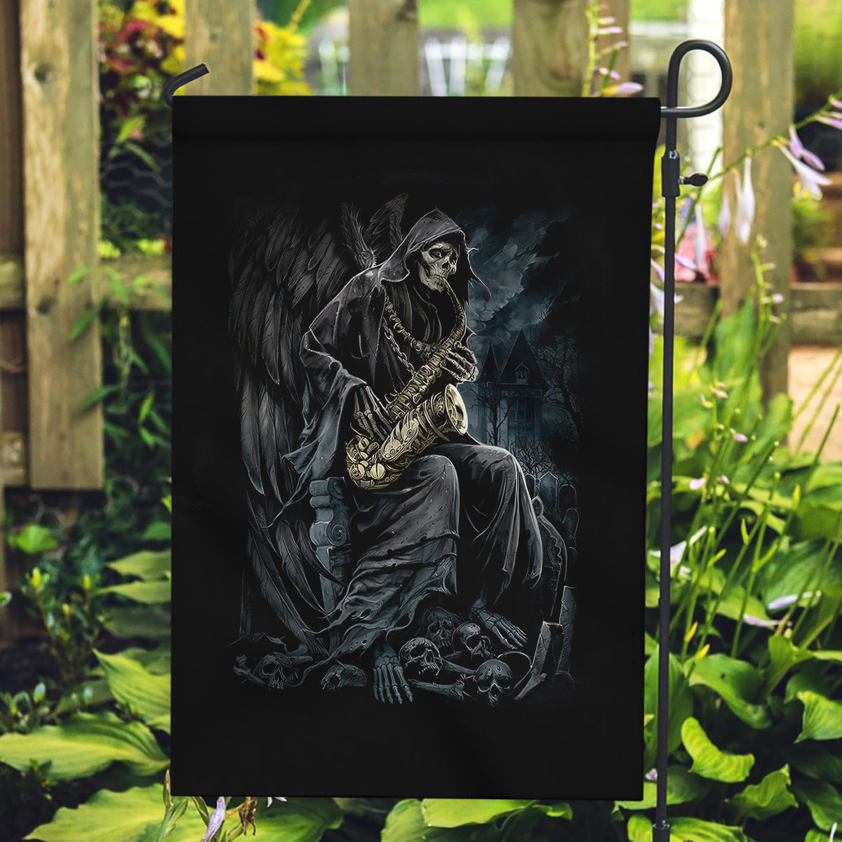 Skull Garden Flag Musician Of Death - Wonder Print Shop