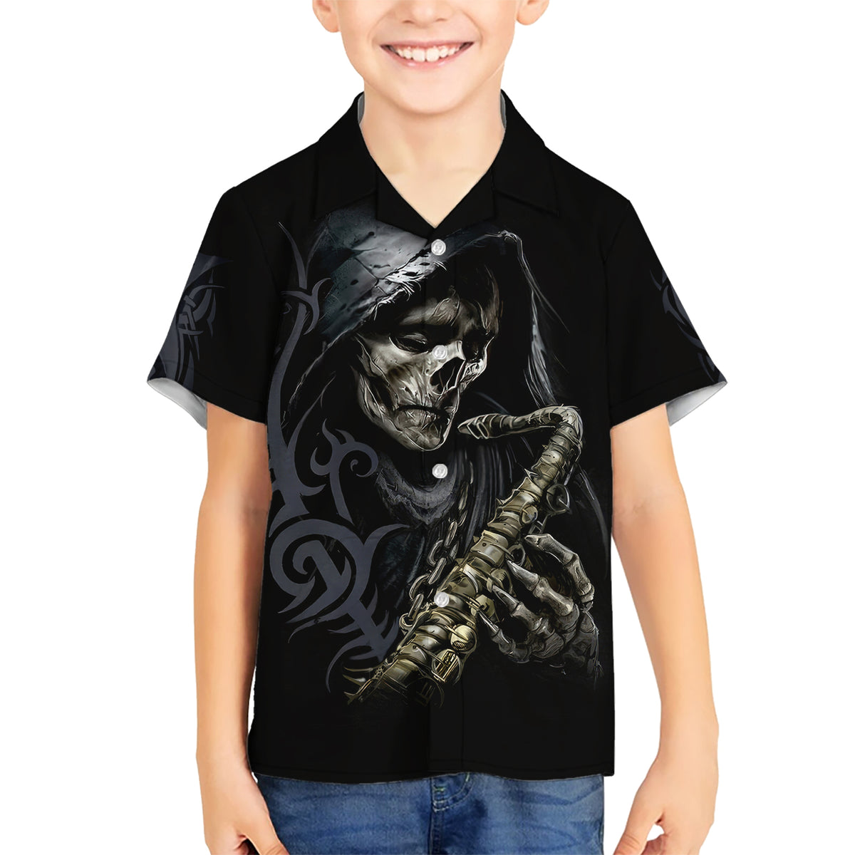 Skull Hawaiian Shirt Musician Of Death - Wonder Print Shop