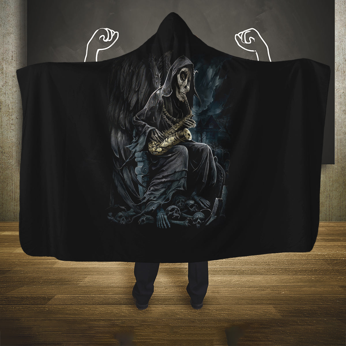 skull-hooded-blanket-musician-of-death