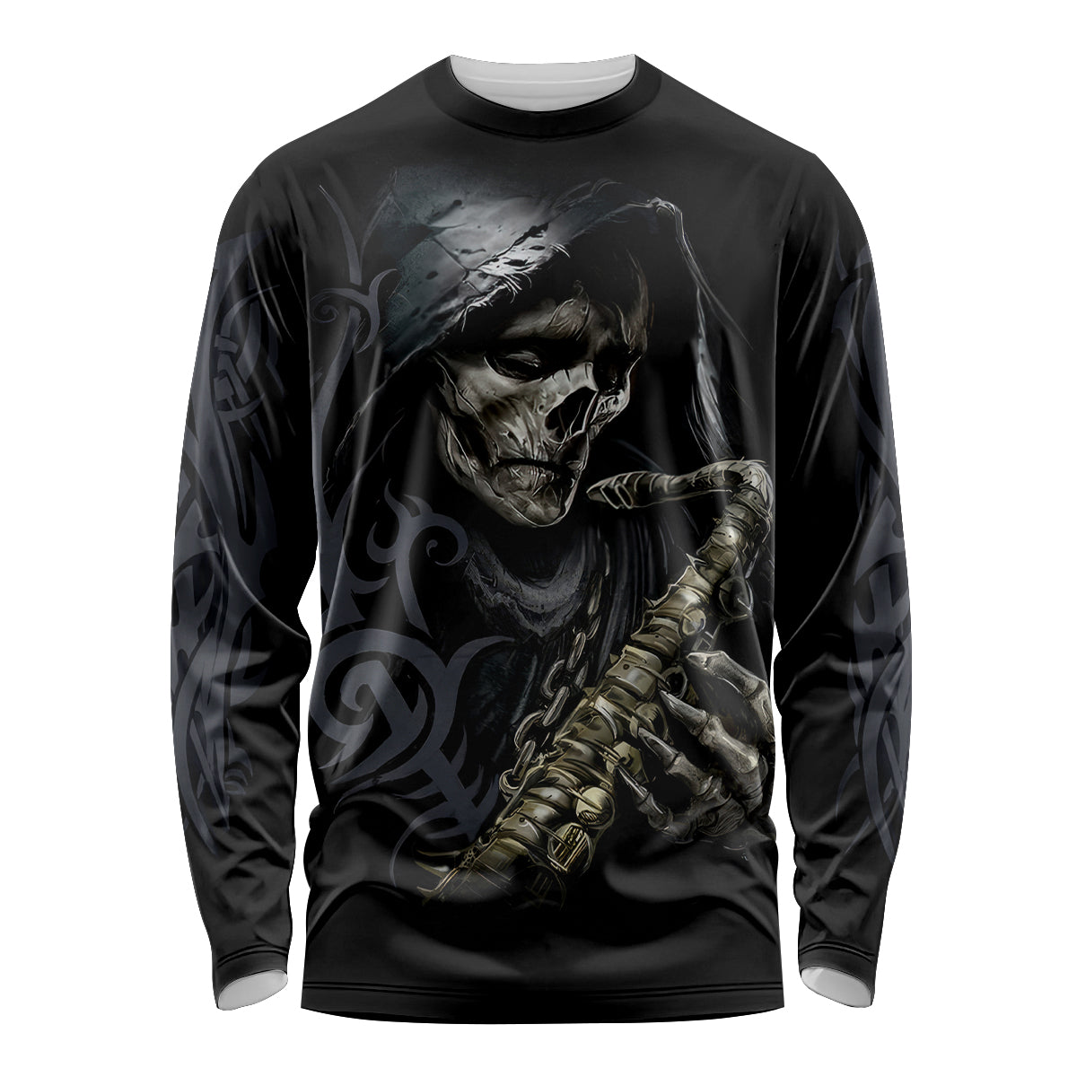 Skull Long Sleeve Shirt Musician Of Death - Wonder Print Shop