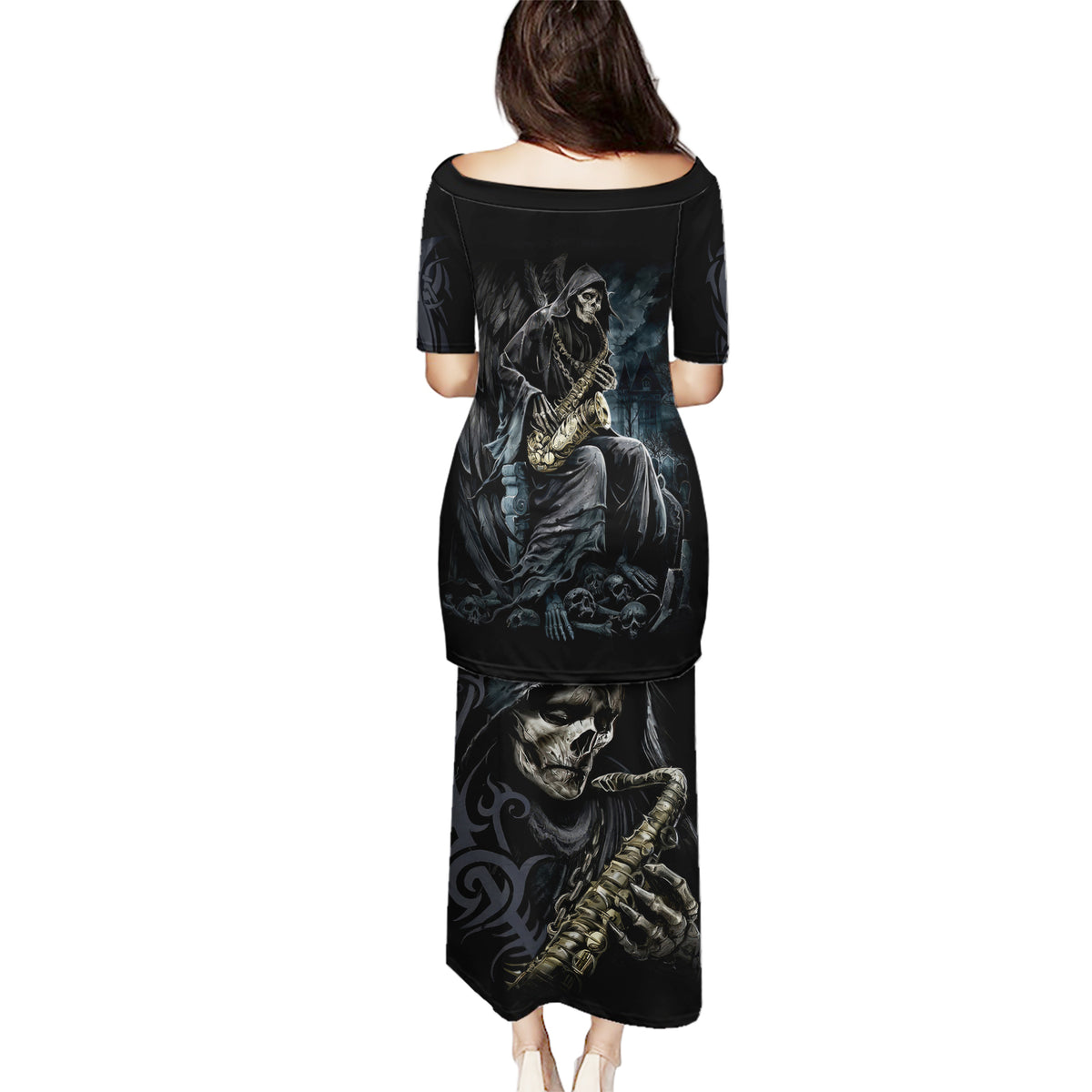 Skull Puletasi Musician Of Death - Wonder Print Shop