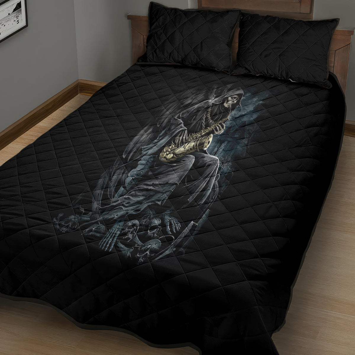 Skull Quilt Bed Set Musician Of Death - Wonder Print Shop