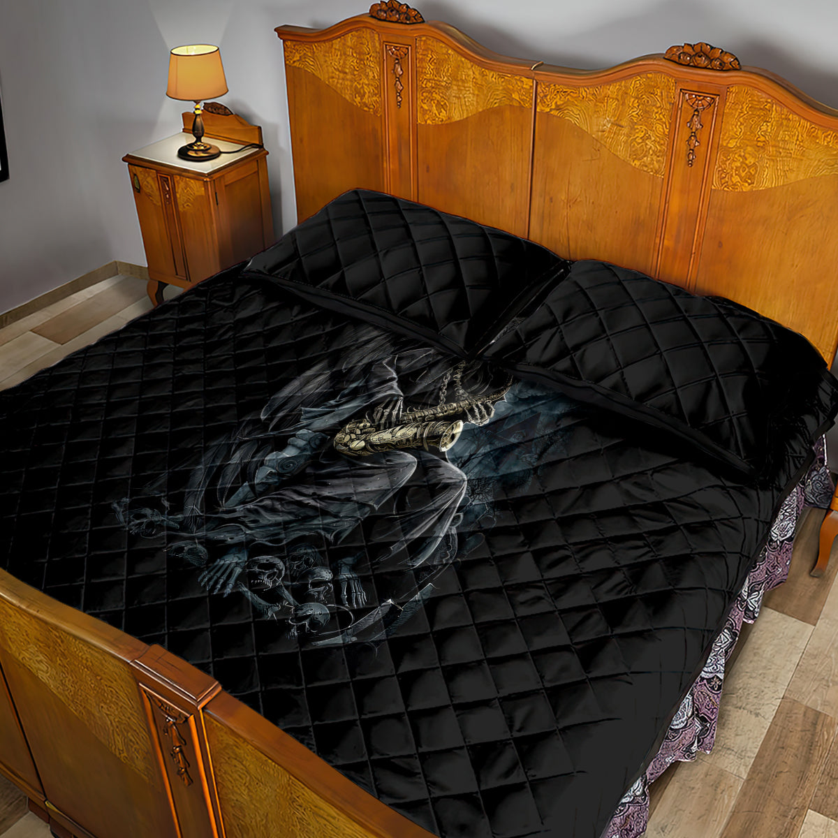 Skull Quilt Bed Set Musician Of Death - Wonder Print Shop