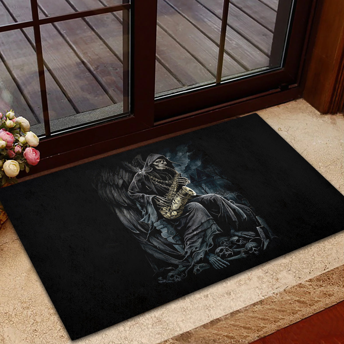 Skull Rubber Doormat Musician Of Death - Wonder Print Shop