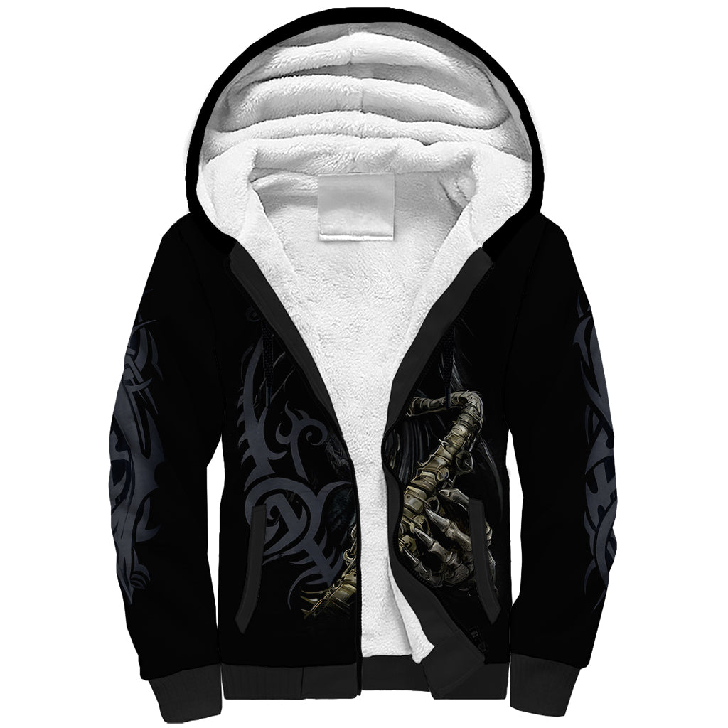 Skull Sherpa Hoodie Musician Of Death - Wonder Print Shop