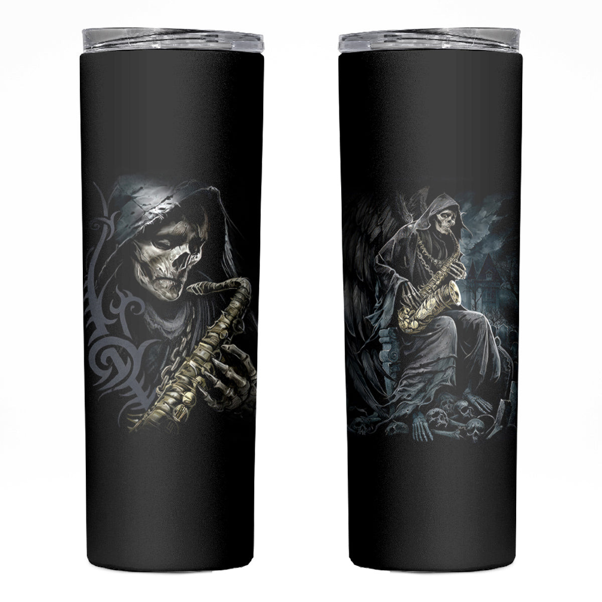 Skull Skinny Tumbler Musician Of Death - Wonder Print Shop