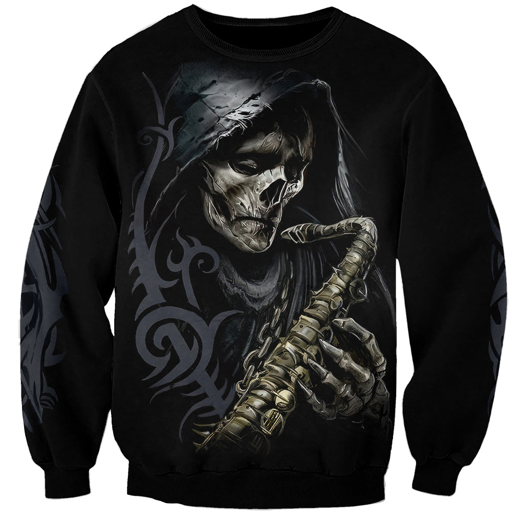 Skull Sweatshirt Musician Of Death - Wonder Print Shop