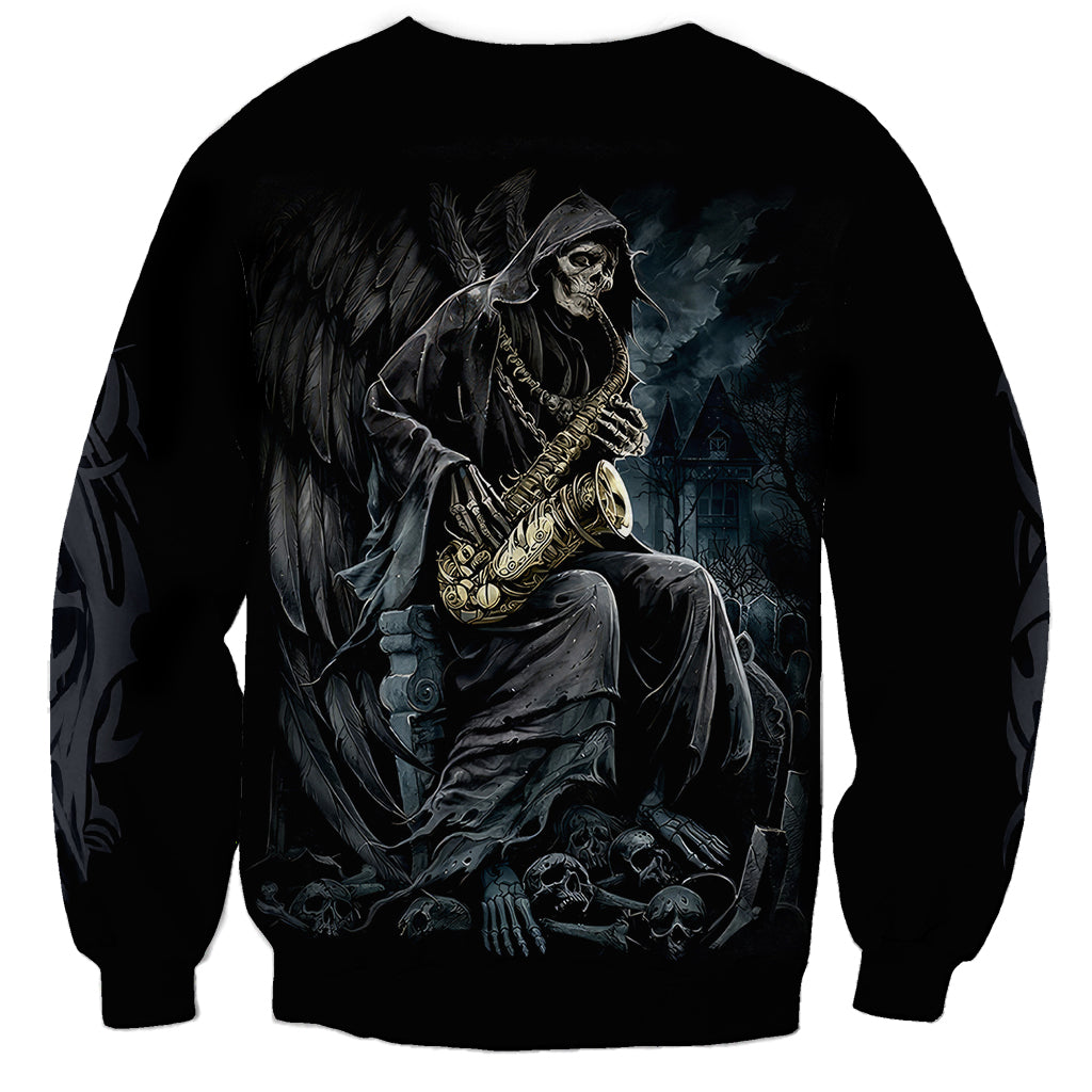 Skull Sweatshirt Musician Of Death - Wonder Print Shop