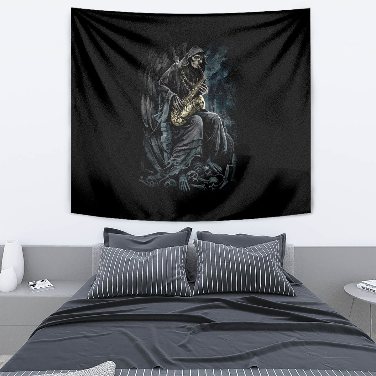 Skull Tapestry Musician Of Death - Wonder Print Shop