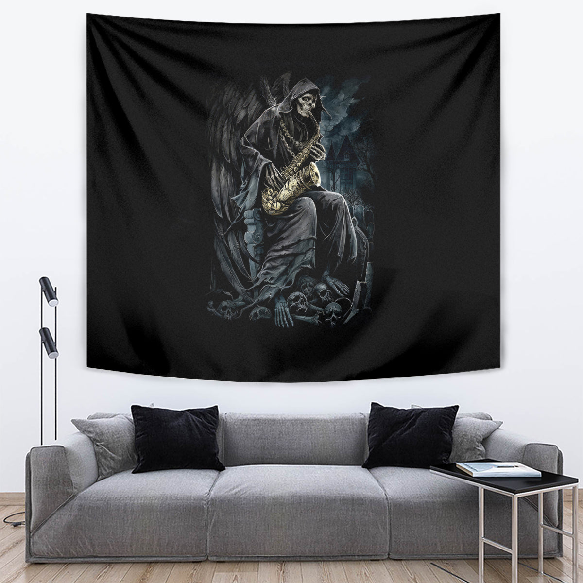 Skull Tapestry Musician Of Death - Wonder Print Shop