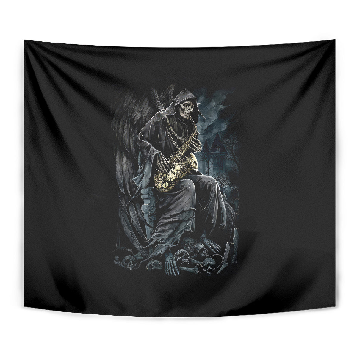 Skull Tapestry Musician Of Death - Wonder Print Shop