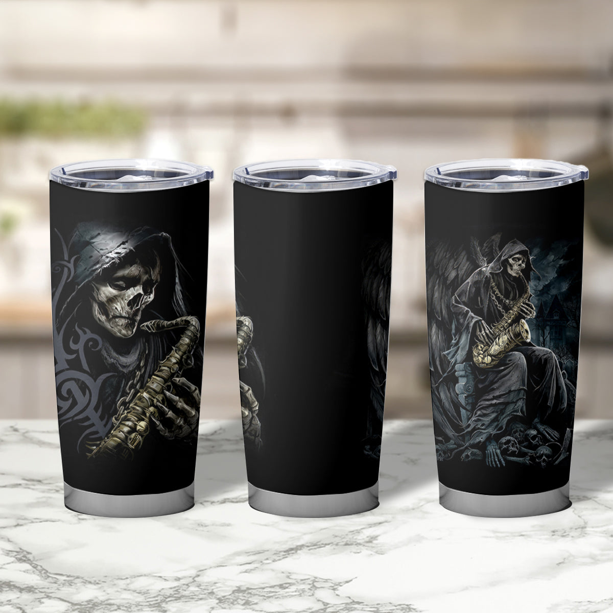 Skull Tumbler Cup Musician Of Death - Wonder Print Shop