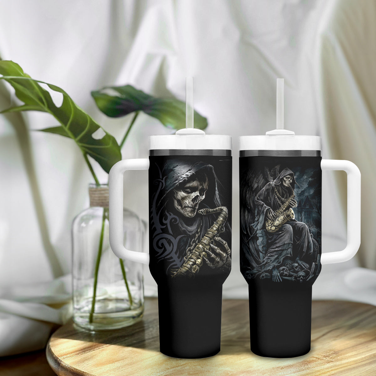 Skull Tumbler With Handle Musician Of Death - Wonder Print Shop