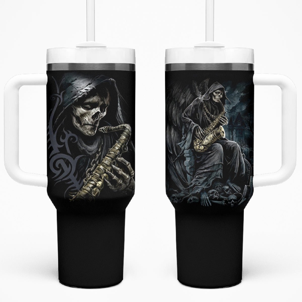Skull Tumbler With Handle Musician Of Death - Wonder Print Shop