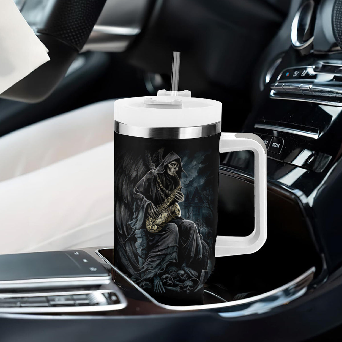 Skull Tumbler With Handle Musician Of Death - Wonder Print Shop