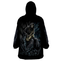 Skull Wearable Blanket Hoodie Musician Of Death - Wonder Print Shop