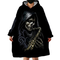 Skull Wearable Blanket Hoodie Musician Of Death - Wonder Print Shop