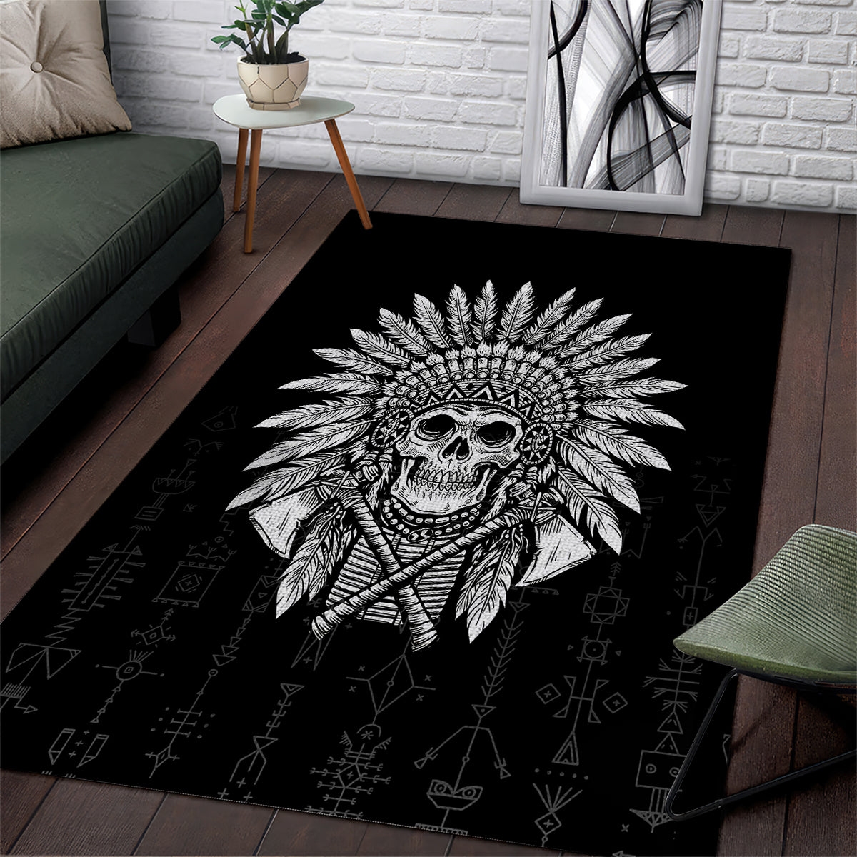 Skull Area Rug Chief Skeleton - Wonder Print Shop
