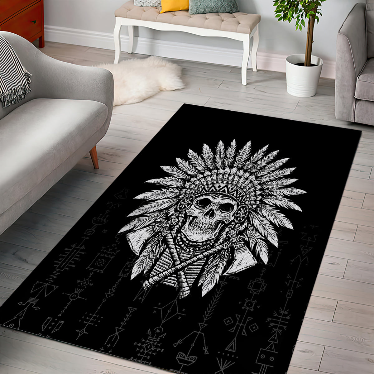 Skull Area Rug Chief Skeleton - Wonder Print Shop