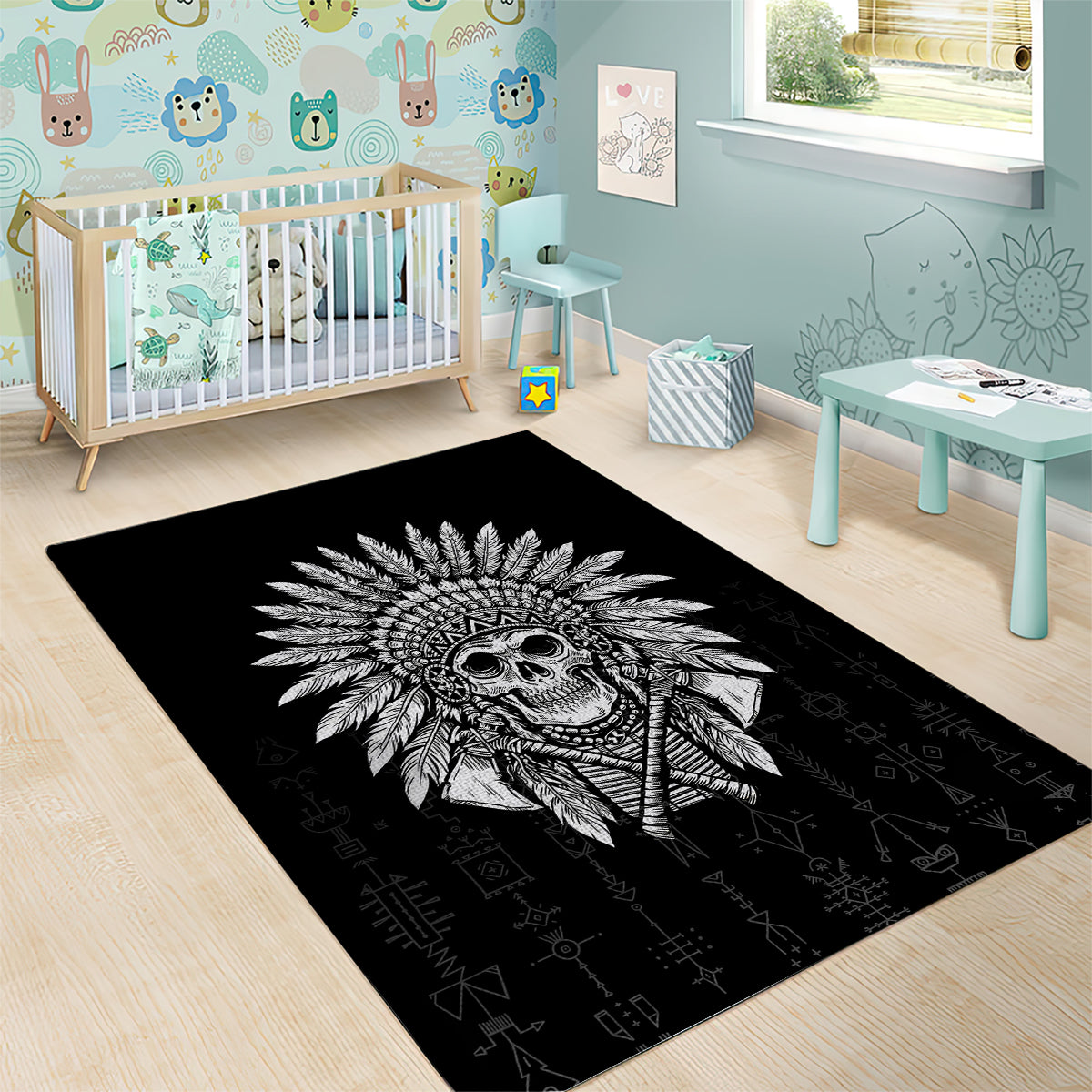 Skull Area Rug Chief Skeleton - Wonder Print Shop