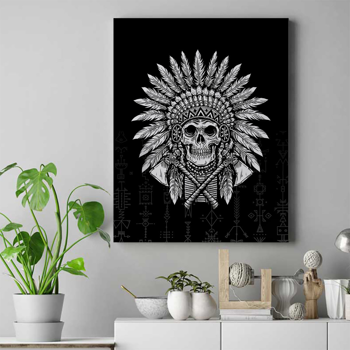 Skull Canvas Wall Art Chief Skeleton - Wonder Print Shop