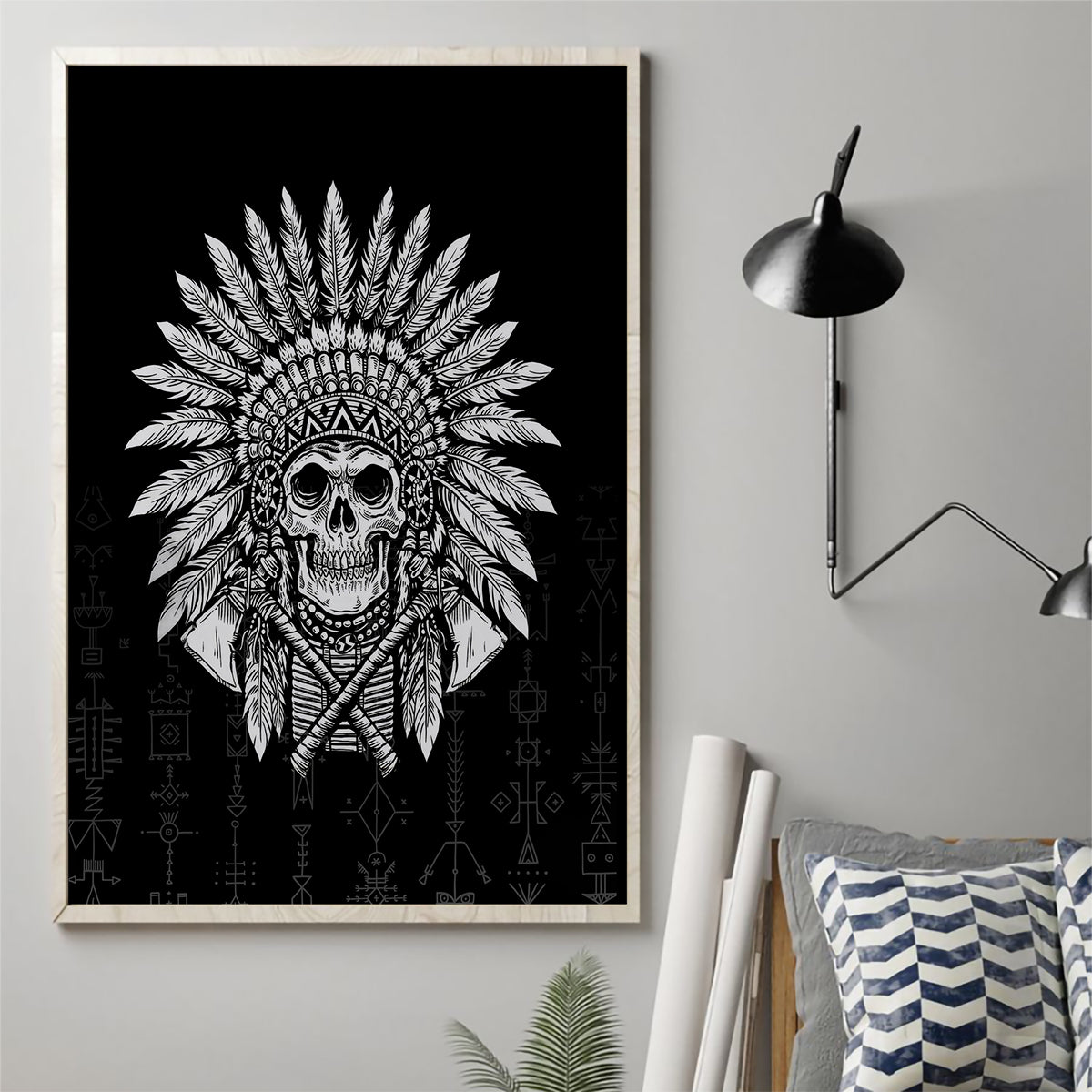 Skull Canvas Wall Art Chief Skeleton - Wonder Print Shop