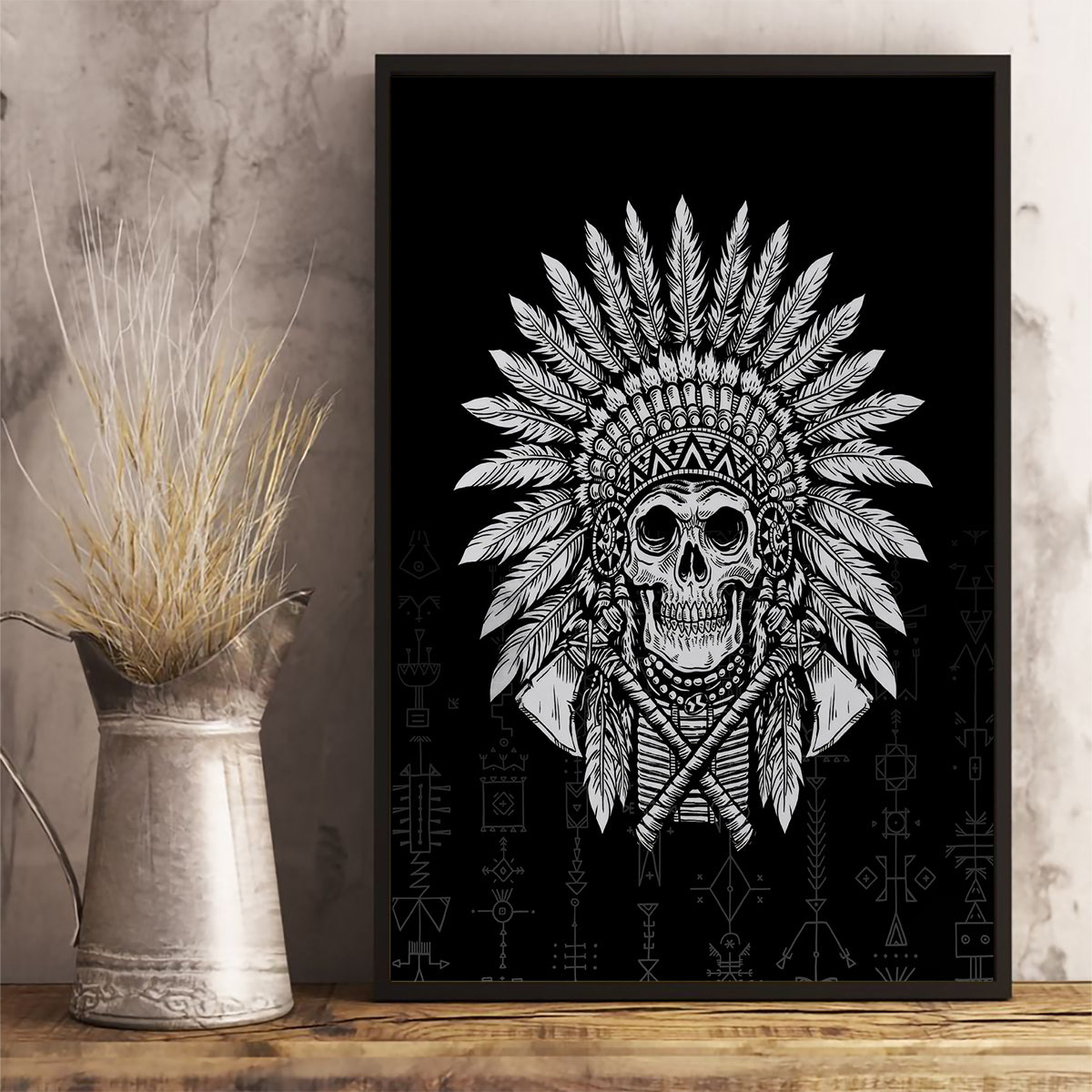 Skull Canvas Wall Art Chief Skeleton - Wonder Print Shop