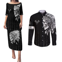 Skull Couples Matching Puletasi Dress and Long Sleeve Button Shirts Chief Skeleton - Wonder Print Shop