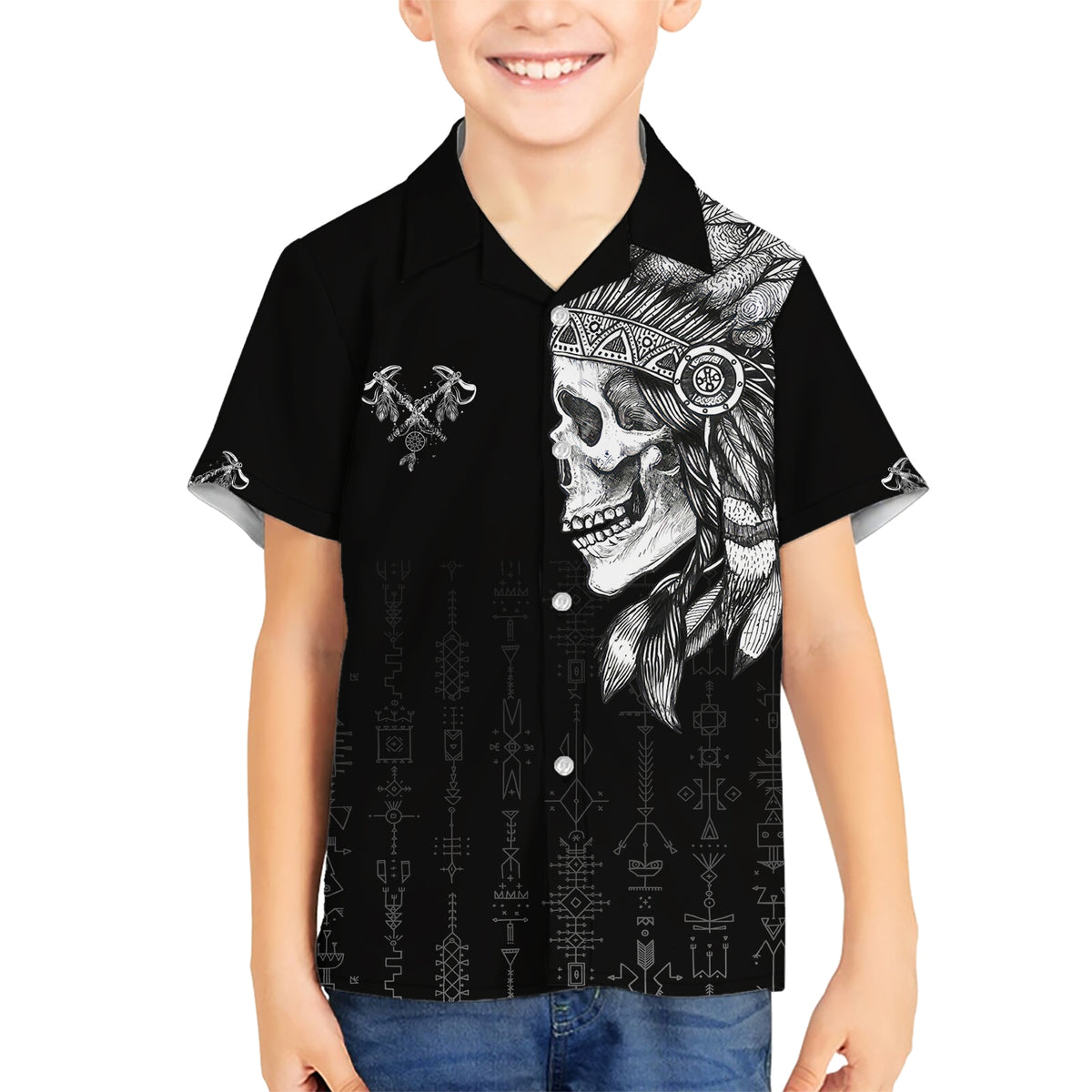 Skull Hawaiian Shirt Chief Skeleton - Wonder Print Shop