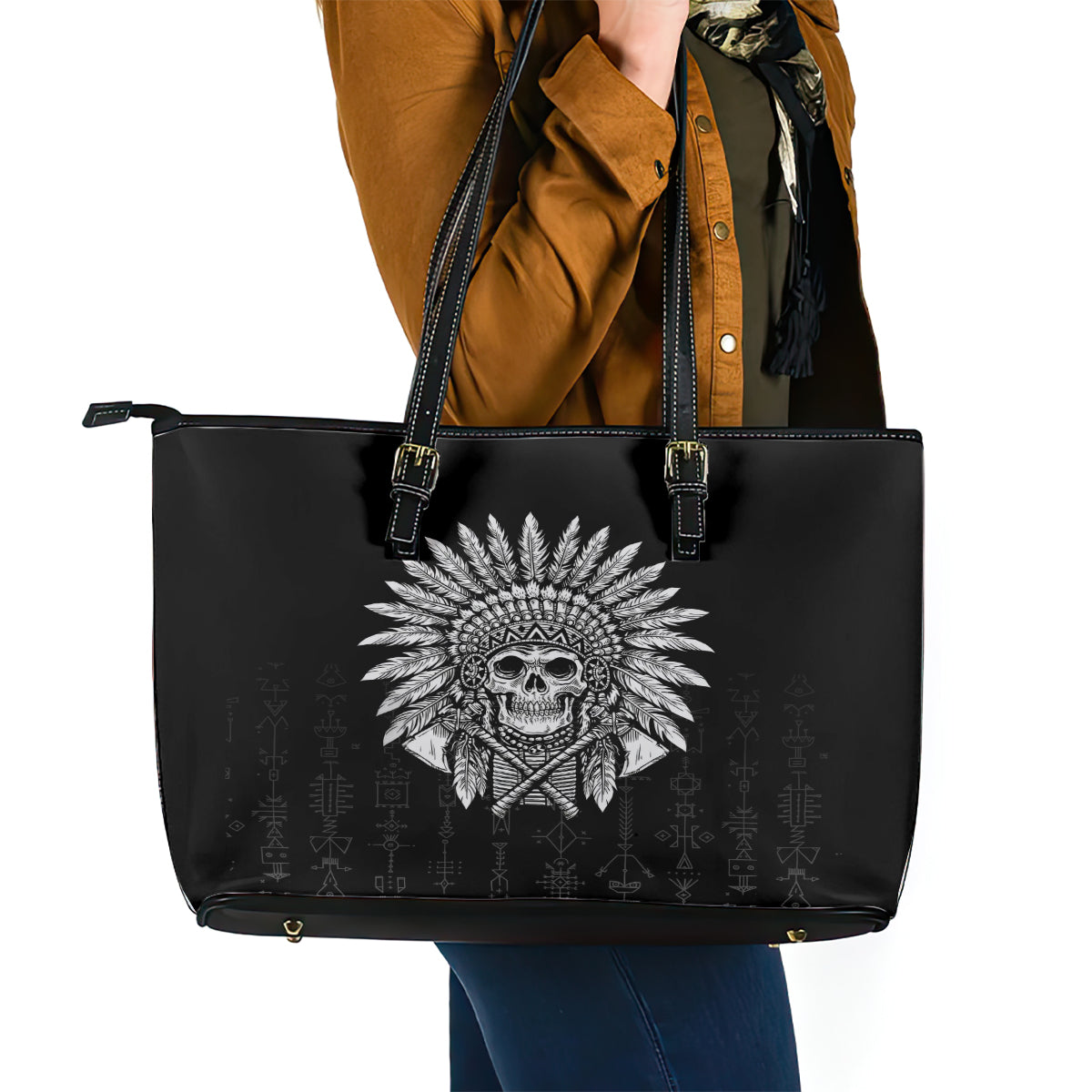 Skull Leather Tote Bag Chief Skeleton - Wonder Print Shop