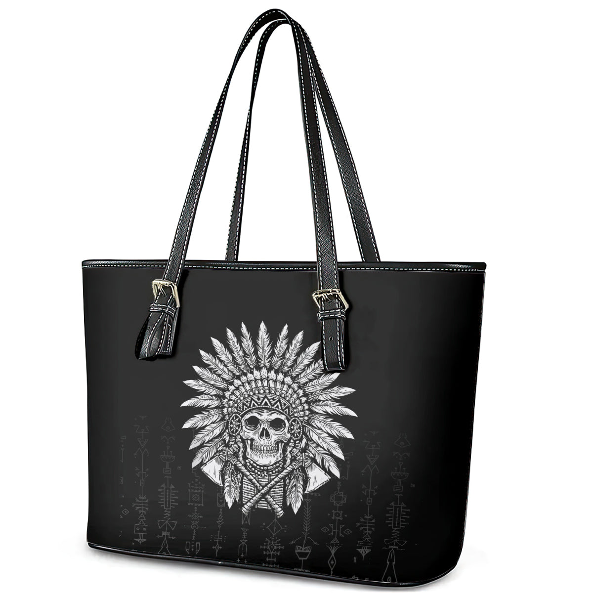 Skull Leather Tote Bag Chief Skeleton - Wonder Print Shop